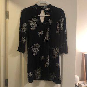 Black Dress with White Floral Embroidery